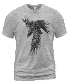 Viking T-shirt Raven Of Odin Norse Art Heather Grey