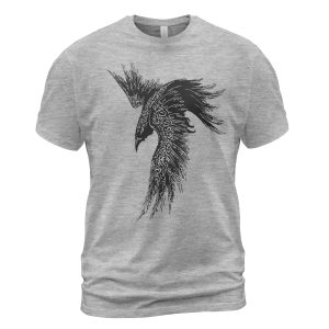 Viking T-shirt Raven Of Odin Norse Art Heather Grey