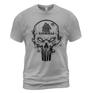 Viking T-shirt Until Valhalla Valknut Skull Ash