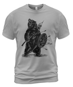 Viking T-Shirt Bear With Axe Shield Archery Ash