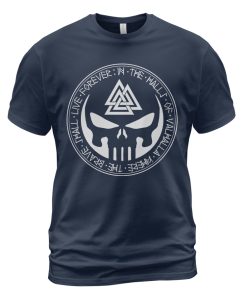 Viking T-shirt Valhalla Where The Brave Shall Live Forever Navy