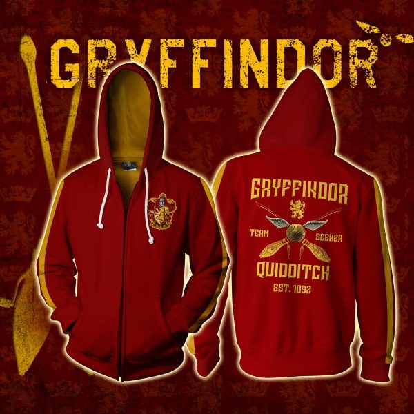 Gryffindor Quidditch Team Harry Potter Zip Up Hoodie