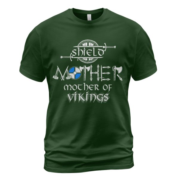 Viking T-shirt Shield Mother - Mother Of Vikings Forest Green