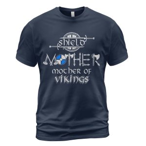 Viking T-shirt Shield Mother - Mother Of Vikings Navy