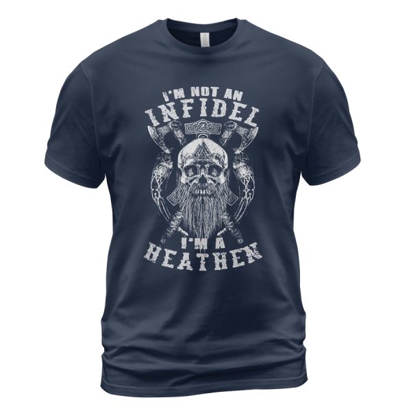 Viking T-shirt Heathen Not An Infidel Navy