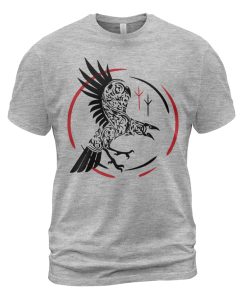 Viking T-shirt Norse Raven Of Odin Heather Grey