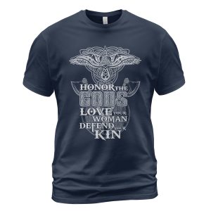 Viking T-shirt Honor The Gods Love Your Woman Navy