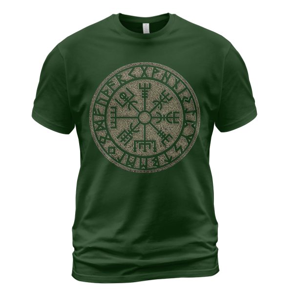 Viking T-shirt Vegvisir Rune Stone Forest Green
