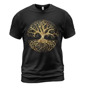 Viking T-shirt Norse Tree Of Life Yggdrasil Black