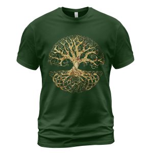 Viking T-shirt Norse Tree Of Life Yggdrasil Forest Green