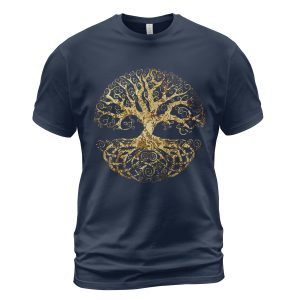 Viking T-shirt Norse Tree Of Life Yggdrasil Navy
