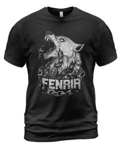 Viking T-shirt Fenrir Norse Wolf Art Black