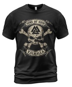 Viking T-shirt Sons Of Odin Skul Valknut Black