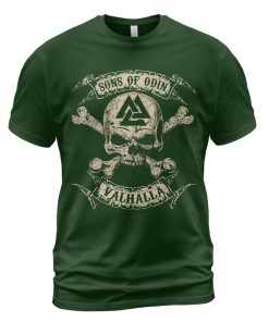 Viking T-shirt Sons Of Odin Skul Valknut Forest Green