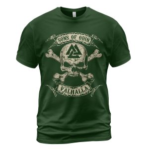 Viking T-shirt Sons Of Odin Skul Valknut Forest Green