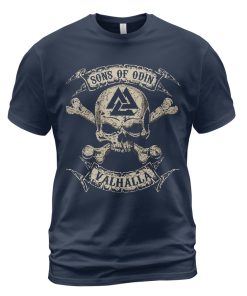 Viking T-shirt Sons Of Odin Skul Valknut Navy