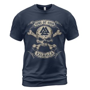 Viking T-shirt Sons Of Odin Skul Valknut Navy