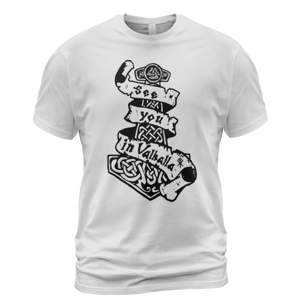 Viking T-shirt See You In Valhalla Hammer White