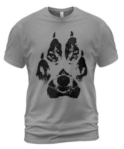 Viking T-shirt Wolf Claws Have Wolf Face Prints Ash