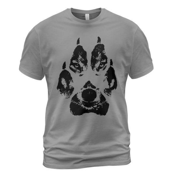 Viking T-shirt Wolf Claws Have Wolf Face Prints Ash