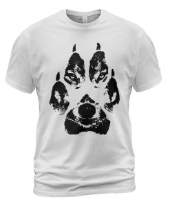 Viking T-shirt Wolf Claws Have Wolf Face Prints White