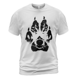 Viking T-shirt Wolf Claws Have Wolf Face Prints White