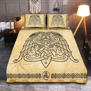 Viking Quilt Bedding Set Double Headed Raven Celtic Art a