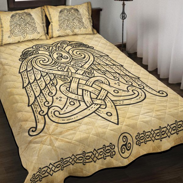Viking Quilt Bedding Set Double Headed Raven Celtic Art c