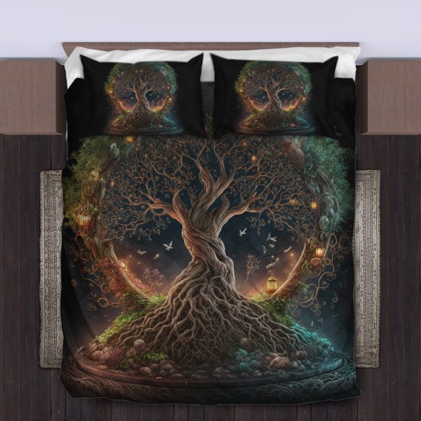 Viking Quilt Bedding Set Tree Of Life In Norse Mythology d