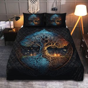 Viking Quilt Bedding Set Tree Of Life Old Norse Art a