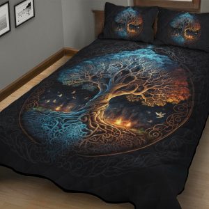 Viking Quilt Bedding Set Tree Of Life Old Norse Art b