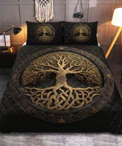 Viking Quilt Bedding Set Tree Of Life Norse 3D Art a