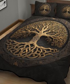 Viking Quilt Bedding Set Tree Of Life Norse 3D Art b