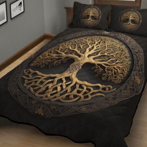 Viking Quilt Bedding Set Tree Of Life Norse 3D Art b
