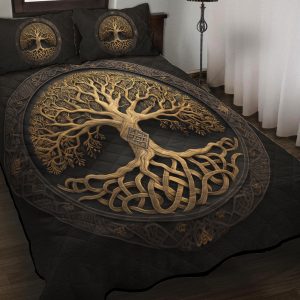 Viking Quilt Bedding Set Tree Of Life Norse 3D Art c