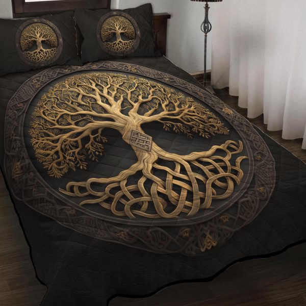 Viking Quilt Bedding Set Tree Of Life Norse 3D Art c