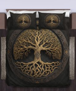 Viking Quilt Bedding Set Tree Of Life Norse 3D Art d