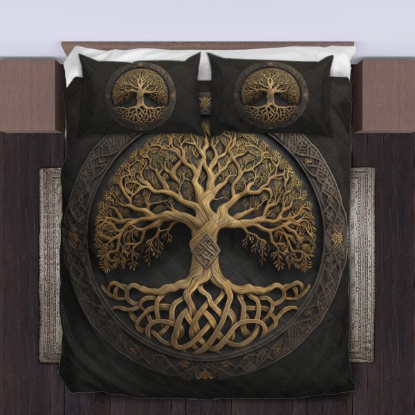 Viking Quilt Bedding Set Tree Of Life Norse 3D Art d