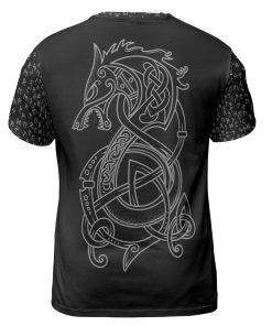 Viking T-shirt Midgard Serpent And Fenrir Vegvisir Back