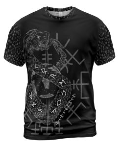 Viking T-shirt Midgard Serpent And Fenrir Vegvisir Front