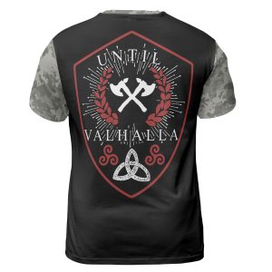 Viking T-shirt Until Valhalla Valknut Rune Axe Camo