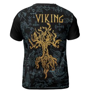 Viking T-shirt Ravens And Tree Of Life Yggdrasil Back