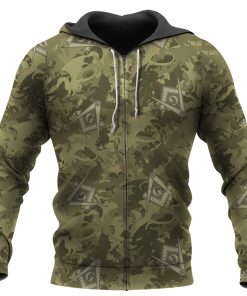 Freemason Hoodie Symbol army Camouflage Pattern Zip