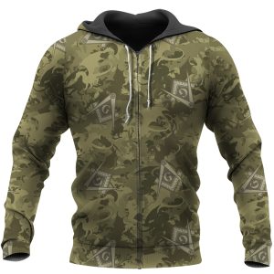 Freemason Hoodie Symbol army Camouflage Pattern Zip