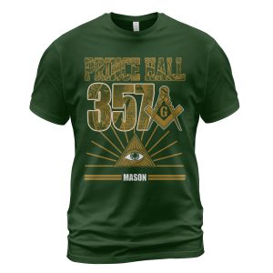 Freemason T-shirt Prince Hall 357 Mason Forest Green
