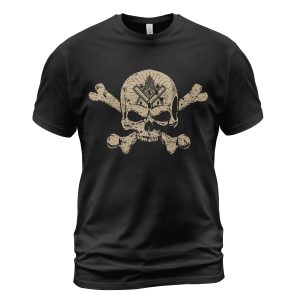 Freemason T-shirt Skull With Crossbone Mason Symbom Black