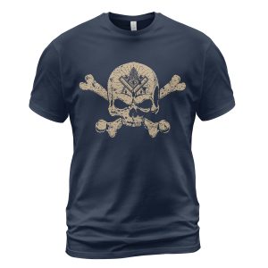 Freemason T-shirt Skull With Crossbone Mason Symbom Navy