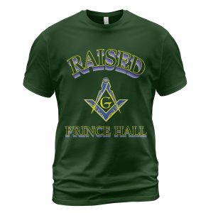 Freemason T-shirt Raised Prince Hall Symbol Forest Green