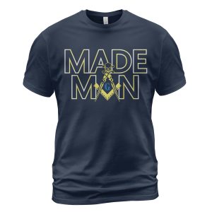 Freemason T-shirt Made Man Masson Skull Symbol Navy