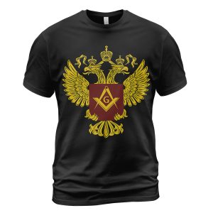 Freemason T-shirt The Double-Headed Eagle With Crown Symbol Black